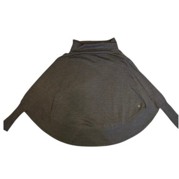 SMARTWOOL Brown Grey Poncho Cowl Neck Merino Wool Blend Sweater Small Medium S/M - Picture 5 of 10